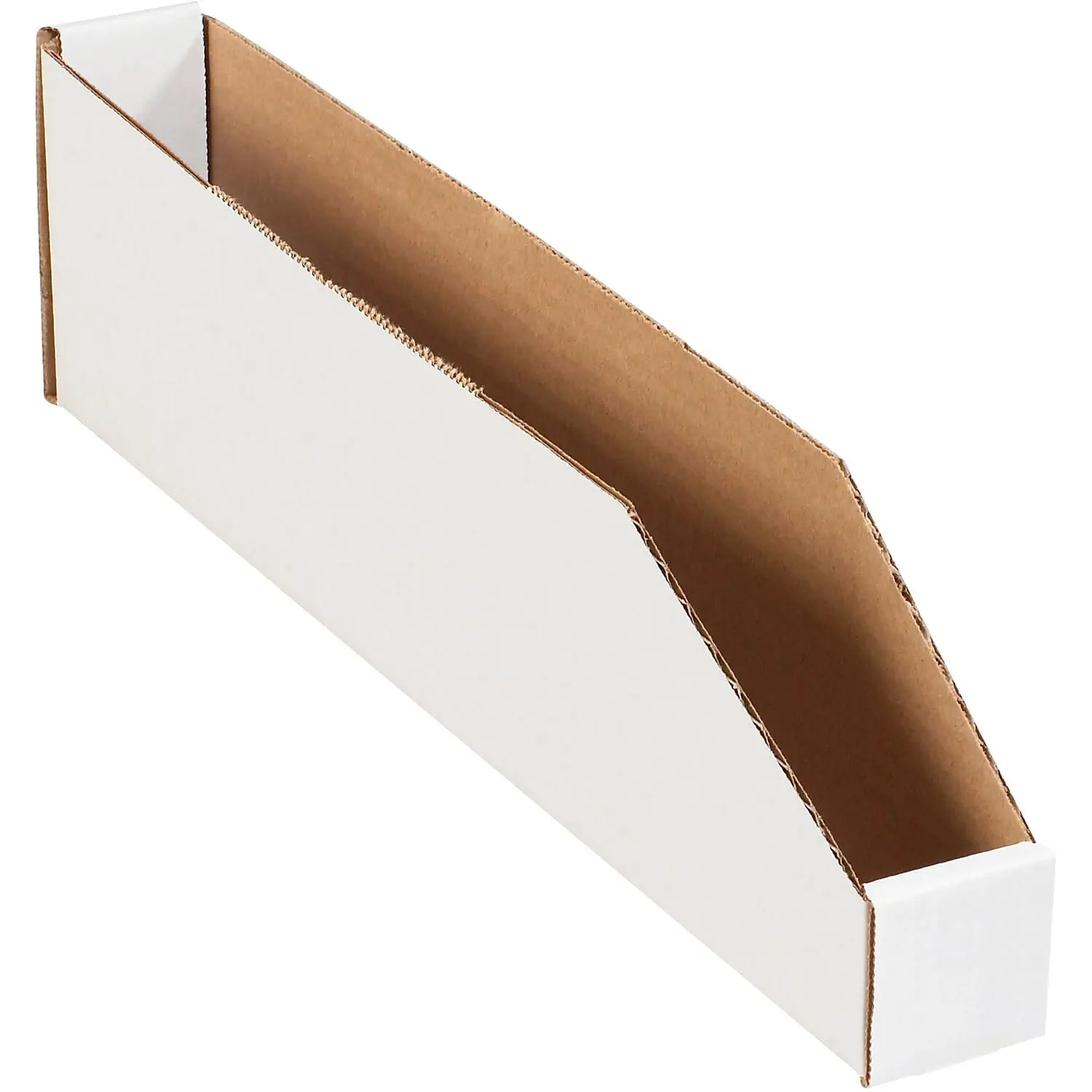 Box Partners BINMT224 High Strength Rectangular Cardboard Storage Box - 2" W x 24" L x 4.5" H, 200/ECT-32-B Corrugated Card, 1-Piece Design, Front Label Area, Content Sorting, Case of 50, Cardboard Box Storage Boxes, High Strength Storage Boxes