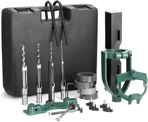 YUEWO Mortising Attachment for Drill Press, Bench Drill Locator Set for Mortising Chisels Drilling Machine, Square Hole Hollow Chisel Mortiser Drill Bit for Woodworking, Mortise and Tenon Joint Tools