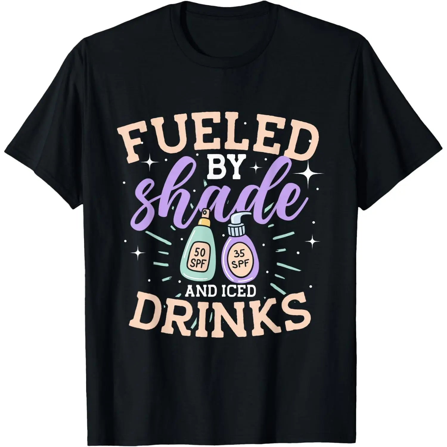 100%cotton Fueled By Shade and Iced Drinks Sun Protection T-Shirt