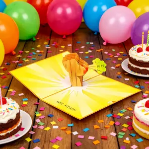 One Exquisite, Handcrafted 3D Pop-up Birthday Card — A Fun and Whimsical Way to Write Your Birthday Wishes and Present a Gift.
