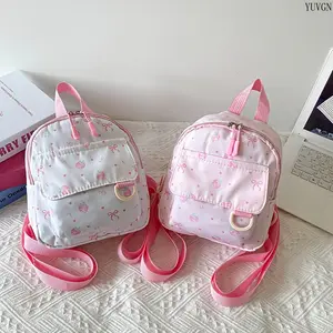 Cute Aesthetic Printed Backpack, Oxford Fabric with Soft Lining, Buckle Closure, Casual Style, Multiple Pink Tones Available