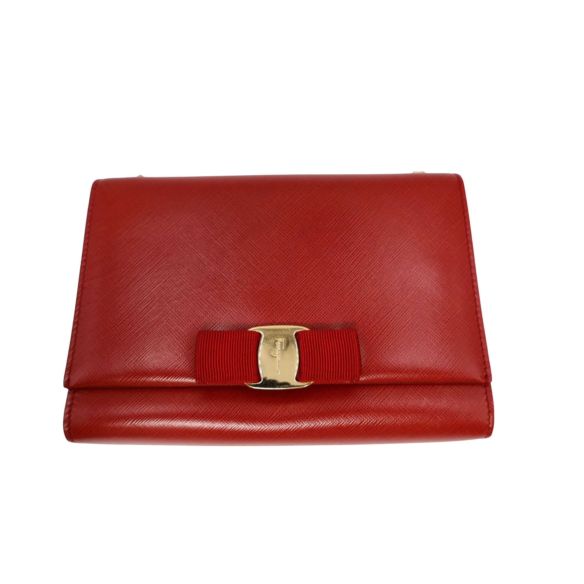 Pre-owned SALVATORE FERRAGAMO leather Clutches and wristlets Vara Bow Clutch Bag (LH0155)