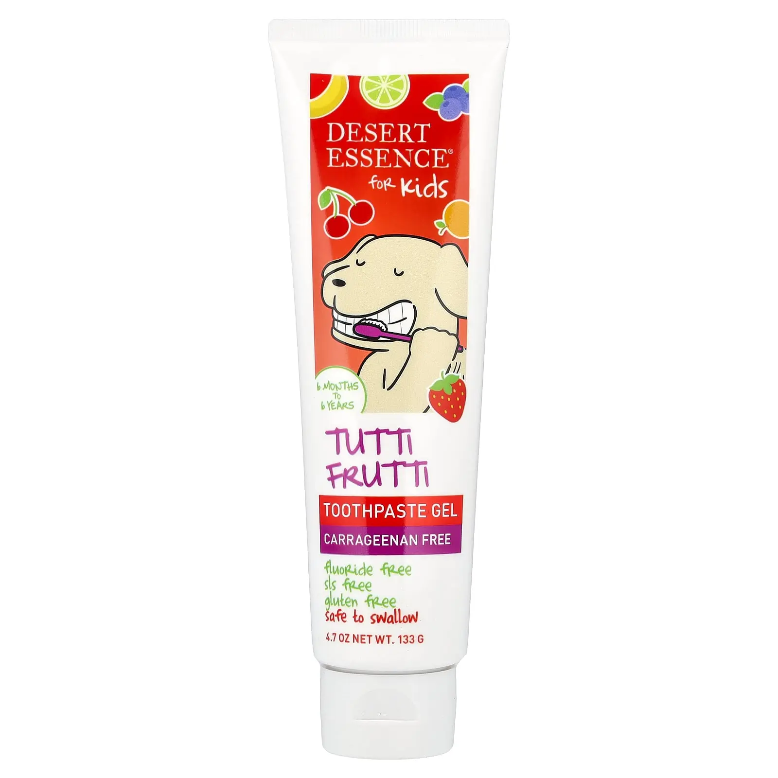 Desert Essence Kids, Toothpaste Gel, 6 Months to 6 Years, Tutti Frutti, 4.7 oz (133 g)