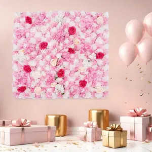 Artificial Flower Wall Panels, Flower Wall Mat Silk Rose Flower Panels, Artificial Flower Wall Background Decorative Fruit flower  arch Plants Ornaments