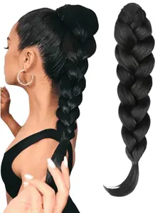 Synthetic Hair Extension Braid Ponytail Clip-On, Heat Resistant Braided Fake Ponytail, Handmade Woven Hair Accessory Suitable For Women Everyday & Party