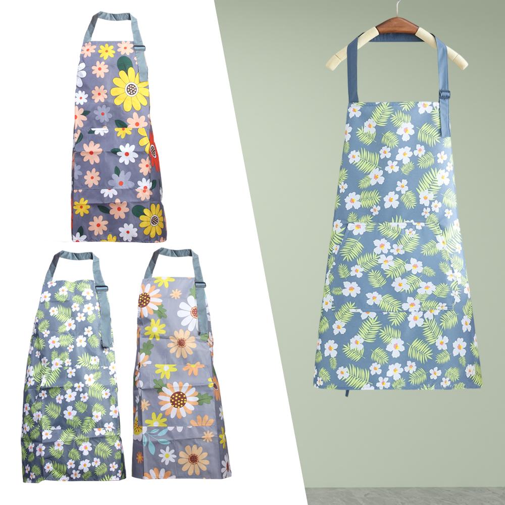 Women's 3-Piece Floral Print Aprons Tool Set - Water-Resistant, Adjustable-Strap, Front-Pocket Kitchen Aprons for Cooking, Gardening, Aprons With Pockets, Adjustablestrap
