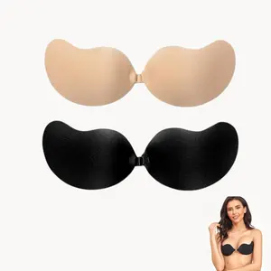 Sticky Bra Adhesive Push Up Invisible Strapless Bras for Women 1 Pairs Reusable for Backless Dresses，Christmas