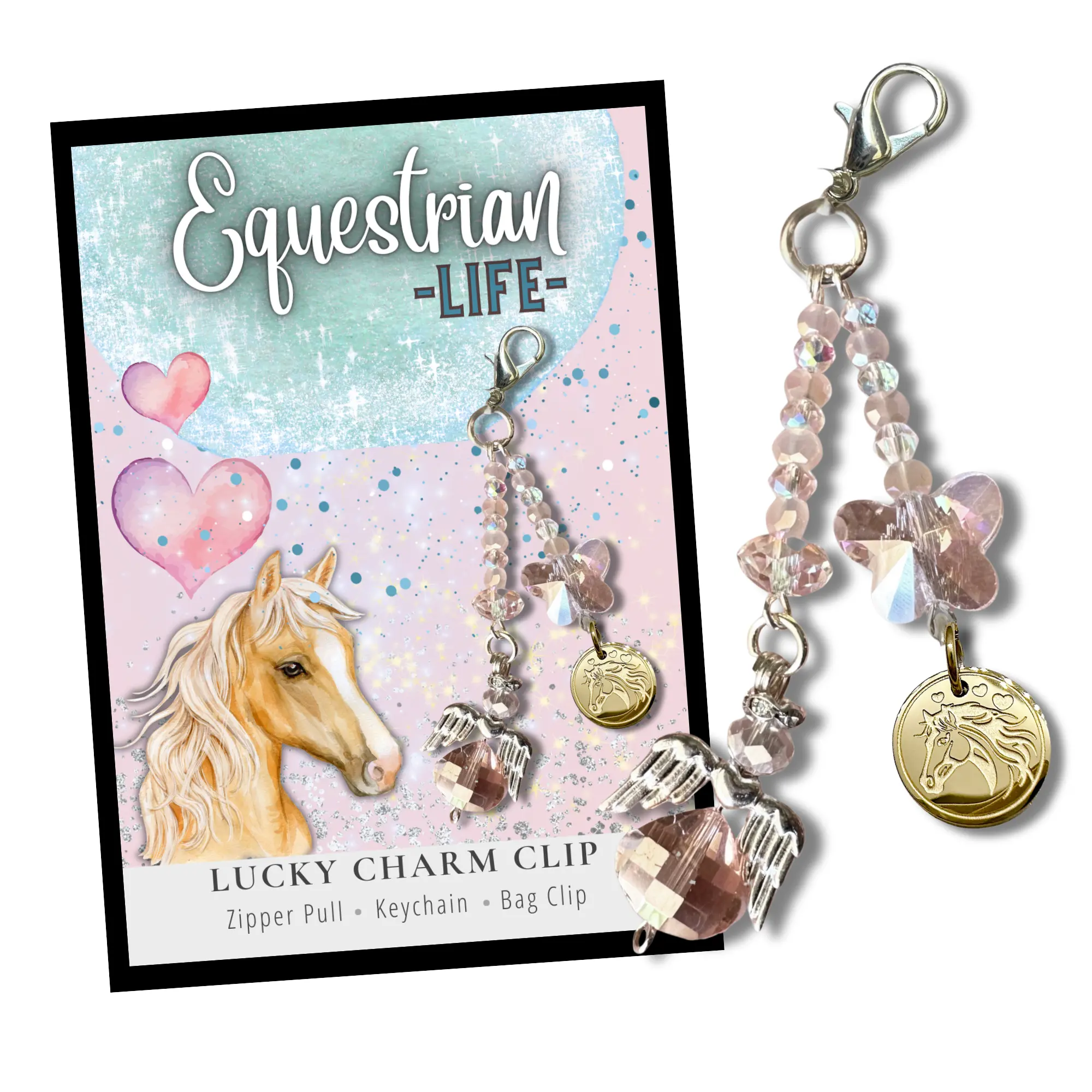 Gift for Horse Lover - Equestrian Horse Rider Keepsake Charm Clip - Made in the USA
