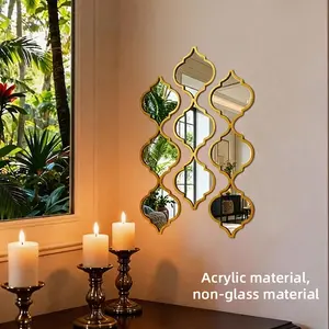 Moroccan Style Acrylic Wall Mirror Set 9/12 Pcs, Irregular Bohemian Art Decor, Ideal for Bathroom, Living Room, Hallway & Gifting