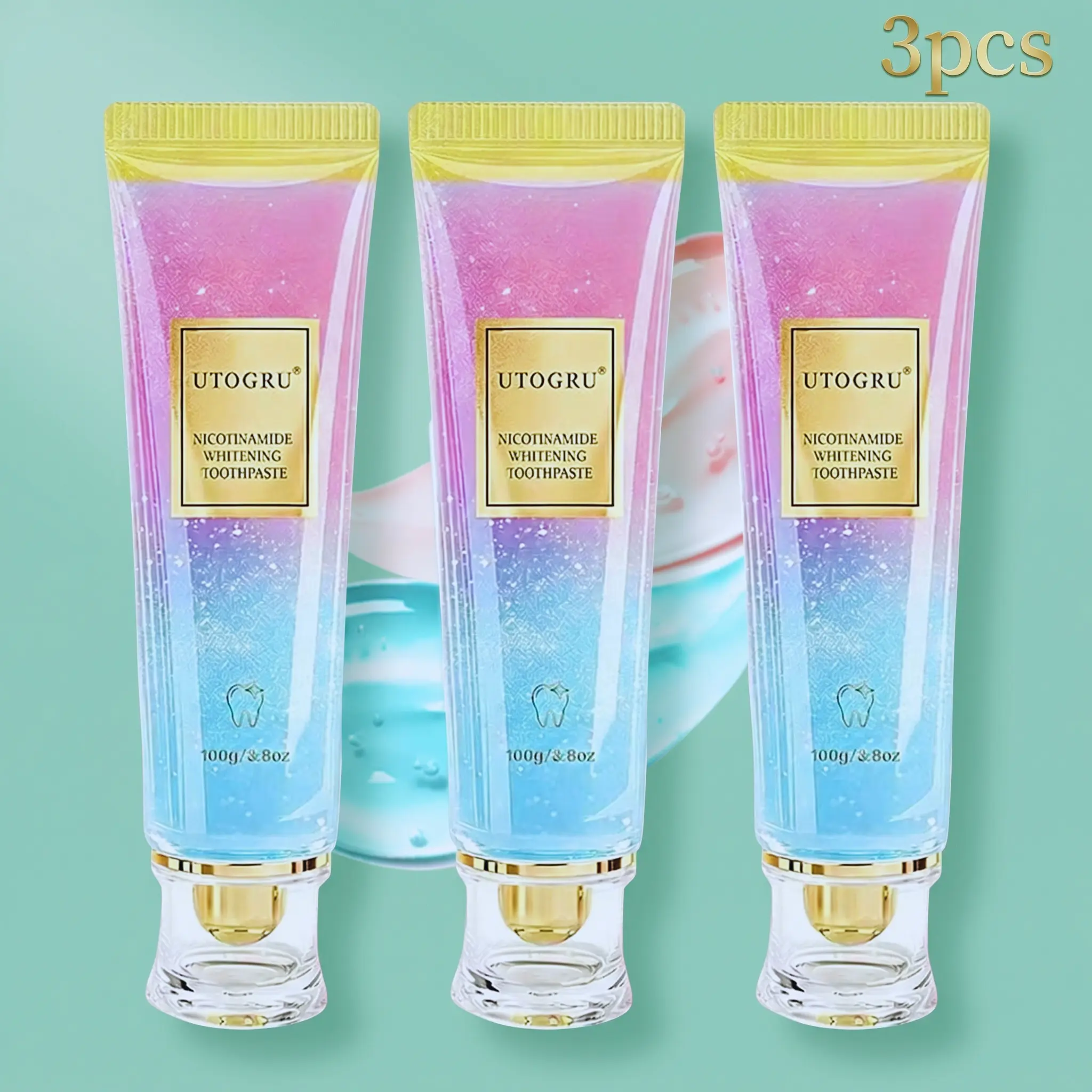 Niacinamide Whitening Toothpaste, 3 Pack, Fluoride-Free Formula for Deep Cleansing, Stain Removal, and Lasting Fresh Breath, Teeth Whitening Products