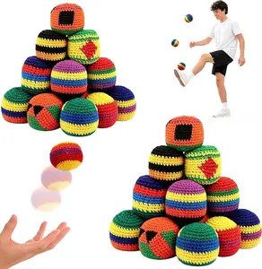 6Pcs Crochet Footbag Set Keychain 2026 New Knitted Kick Balls for Boys and Girls & Adults Colorful Juggling Toss Bags Handmade Playable Footbags Key Ring for Outdoor Games Party Playground & Travel