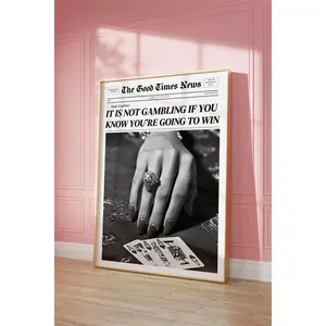 Vintage Glamour Poker Art with Luxury Diamond Gambling Winning Hand Playing Cards Wall Art Vintage Bar