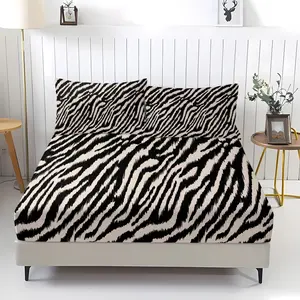 Zebra Print Bedspread, Comfortable Printed Pattern, Including 1 Bed Sheet And 2 Pillowcases, Comfortable Bedding, Anti-Slip, Suitable For Bedrooms And Guest Rooms, Ideal Gift For Children And Adults.