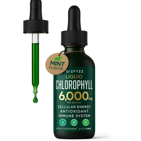 Premium 6000 mg Natural Chlorophyll Liquid Drops - GMO-Free, Non-GMO Vegan Wellness Supplement, Anti-Stress Healthy Immunity Antioxidants Nutritional Supplement for Immune System, Energy Boost, Mint-Flavored