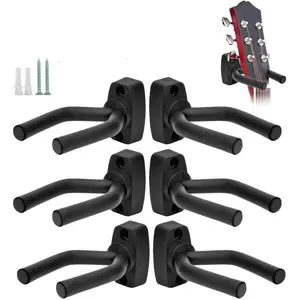 6 count Guitar Hangers Keep Hook Holder Wall Mount for All Size Guitars, Bass, Mandolin, Banjo