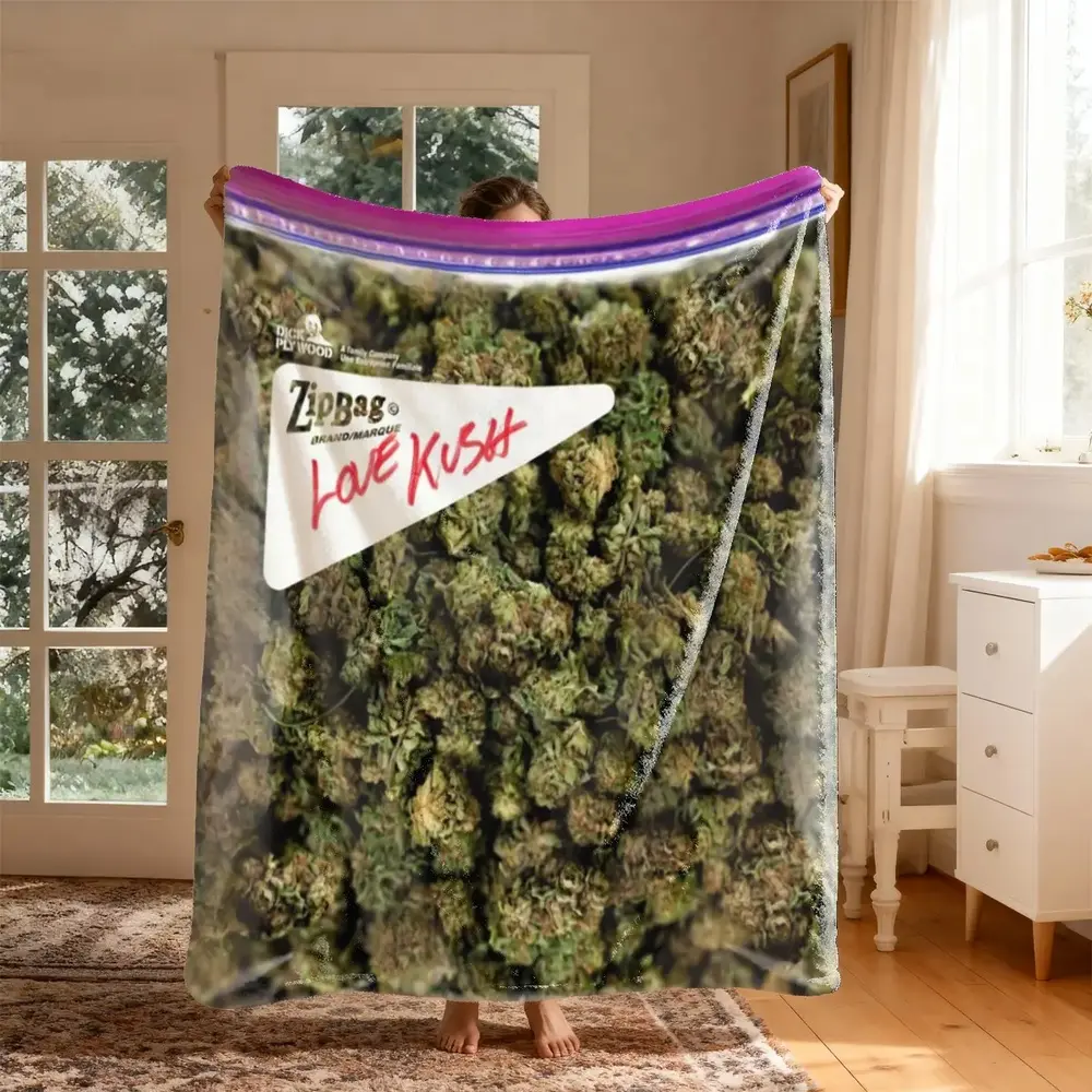 Sealed Bag Pattern Flannel Throw Blanket, Large Size, Lightweight Warm, Soft Cozy, Blankets for Bed, Ideal for Sofa Office, Christmas Gift
