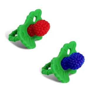 RAZBABY Soft Silicone Infant & Baby Teether, Berrybumps Textured Design, BPA Free, 3M+, Soothes Gums, Hands-Free, Easy-to-Hold Fruit-Shaped