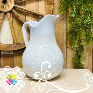 White Espiga Large Pato Clay Pitcher - Jarro de Barro