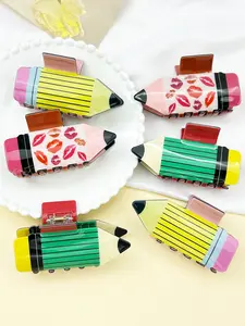 2pcs ladies' pencil shaped hair claws, cute cartoon shark clip hair accessories, gentle half zip hair claws, colorful, Super Cute Clips, New Year gifts, Valentine's Day hair accessories, New Year party hair accessories, fashionable campus hair accessories