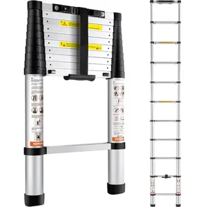 VEVOR Telescoping Ladder, 8.5FT Aluminum Lightweight Extension Ladder, One - button Retraction Collapsible Ladder, 375 LBS Capacity with Non - slip Feet, Portable Compact Ladders for Home, RV, Loft