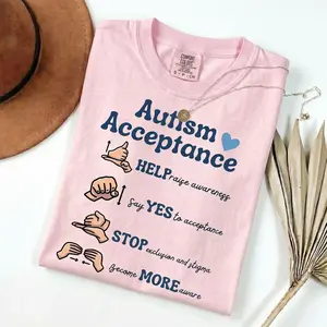 Comfort Colors Autism Awareness Shirt, Autism Acceptance Graphic Tee, SPED Teacher Gift T-shirt, Autism Support Shirt, April Autism Month Tee Summer Streetwear Womenswear