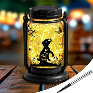 Mason Jar Solar Lights, Labrador Retriever Solar Lanterns 3-in-1 Outdoor , Birthday Gifts for Women Mom Mother's Day  Lover, Garden Decor for Patio Yard Balcony Decoration