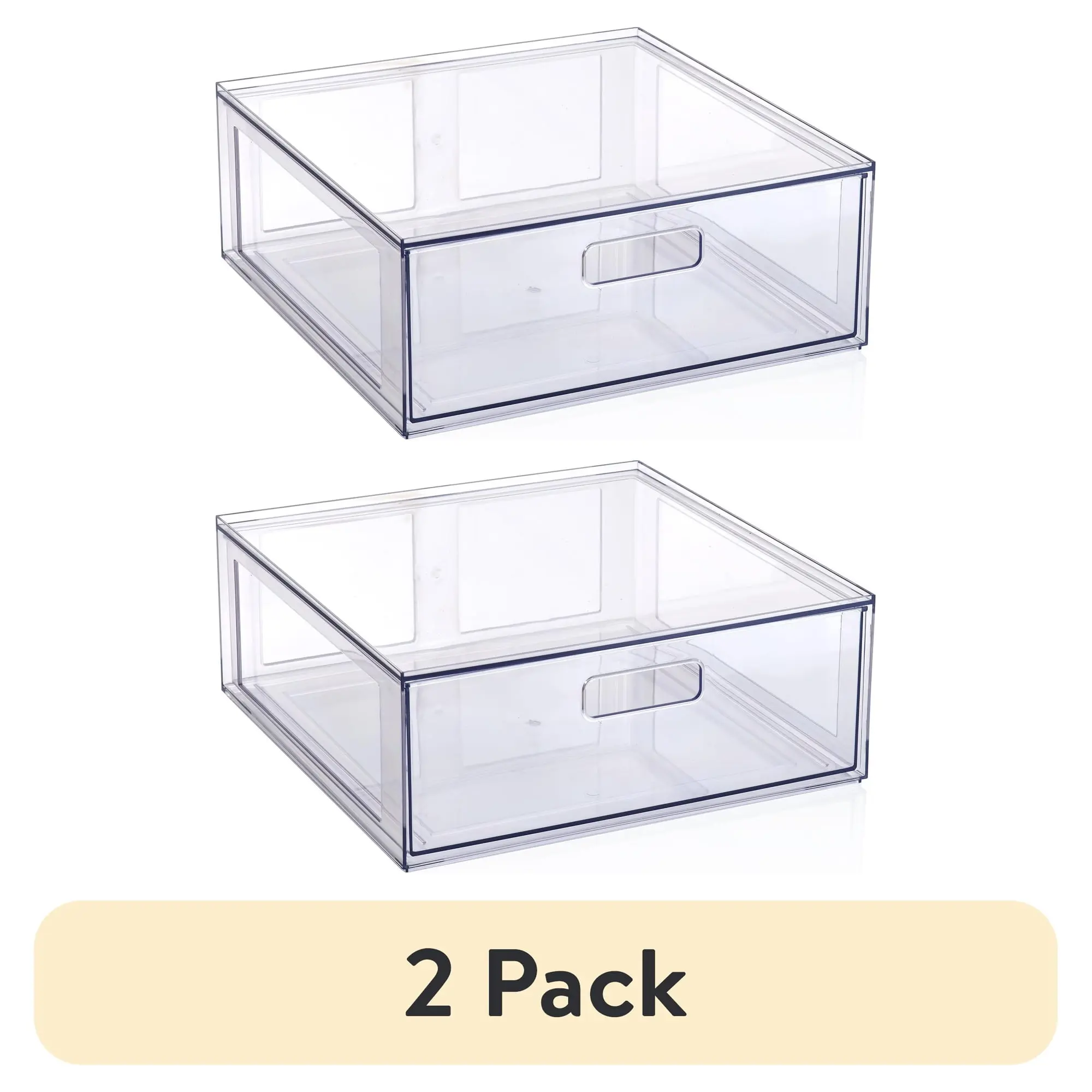 2-Pack Clear Pull-Out Plastic Closet Drawer Organizers, Stackable Storage Units for Clothes, Shoes & Accessories