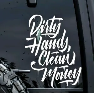 Dirty Hands Clean Money Car Truck Decal, Blue Collar Decal for Trucks, Sticker