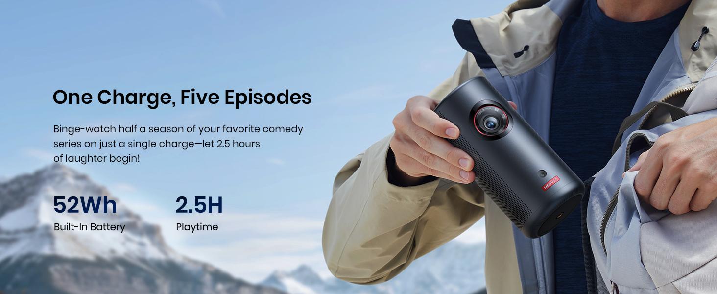 Anker Nebula Capsule 3 (New) GTV Portable Projector, 1080P Smart Mini Projector with Wi-Fi, 2.5 Hours of Playtime