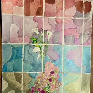 Custom watercolor stained glasses flowers