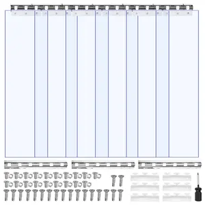 【fathersdaygift】VEVOR Clear PVC Strip Curtain, 84 in Height x 36 in Width x 0.08 in Thickness, 6 PCS Walk in Freezer Cooler Curtain Strips, Thermal Insulating Plastic Door Strips for Warehouse, Freezer, Garage Doors