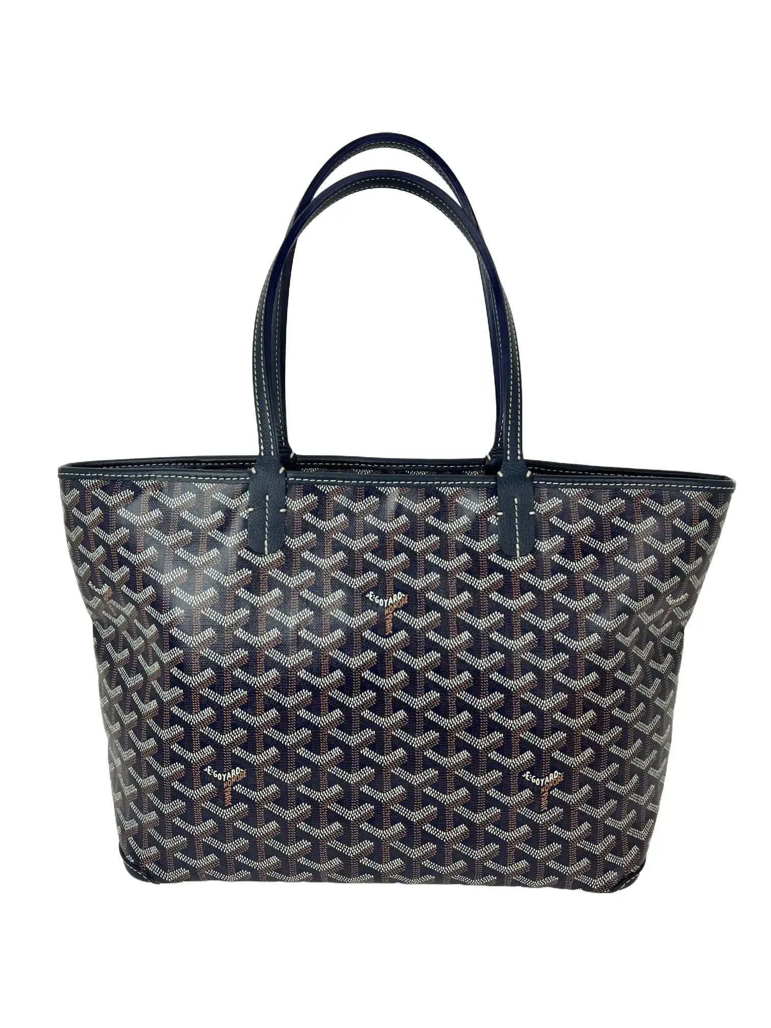 Pre-owned Goyard Canvas Tote Bags Artois PM Navy Blue Zipper