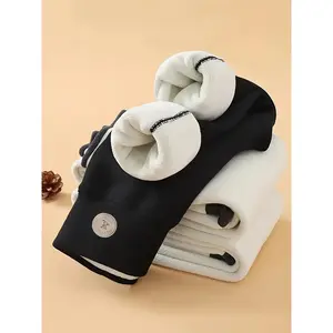 Girls' Thermal Winter Pants - Extreme Cold Weather Tight Leggings, Non-Slip Grip, Easy Diaper change, for Toddlers & Kids (Black/White) - Everyday & Special Occasions, Cold Weather Clothing, Simple Design, Comfortable Fit, Warm Leggings, Young Children, P