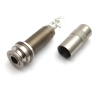 Brass Electric Guitar Bass 1/4Inch Barrel Jack 44.5x16cm Cylinder Input/Output Stereo Barrel Endpin Long Threaded Jack Socket Guitar  & Accessories