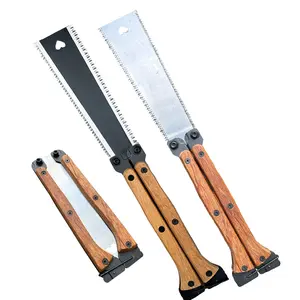 Outdoor Camping Hand Saw Foldable Butterfly Saw, Small Portable Wood Cutting Tool, Dual-Sided Teeth, Home Use, Compact Design, Saw Blades