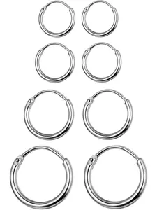 4 Pairs Stainless Steel Basic Small Large Endless Hoop Earrings Silver Golden Rose Tone Hoop Earrings 10-20MM High Quality Earrings