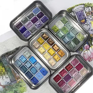 A Complete Set of Professional Watercolor Pigments Featuring 12 Colors of Solid Pearl Watercolor, Designed for Art, DIY Painting Supplies, Special Watercolor Painting Supplies