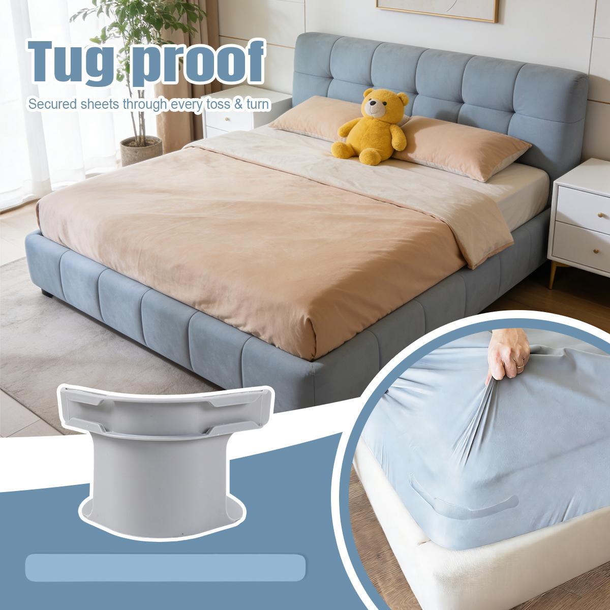 Bed Sheet Holder with Locking Clips, 1 set of 4pcs Bed Sheet Holder Straps Fits Any Size Mattress Keeping The Sheets Firm ，Easy Installation Sheet Clips,Durable Bedding Accessories,New Year's gift, Valentine's Day gift