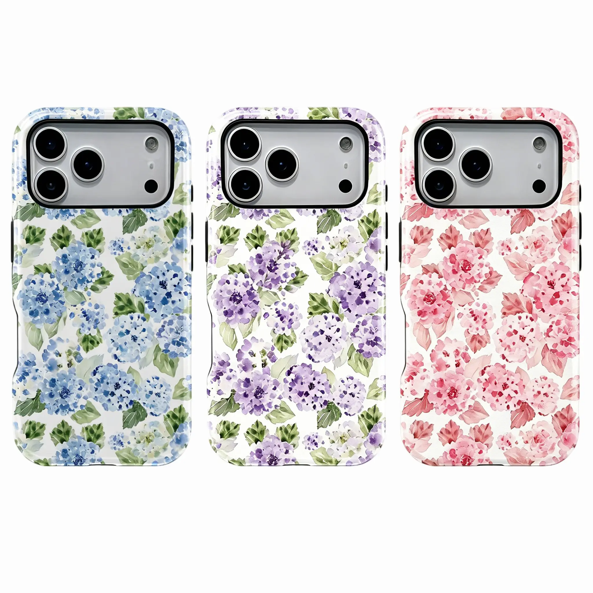 Blue Hydrangea Girly Aesthetic Summer Spring Flowers Fashion Cute 2 in 1 Phone Case with Durable, Shock Absorbing and Stylish Design. Compatible with Iphone 11, 12, 13, 14, 15 16 17 Pro Max Plus & Samsung S25 Series A creatively designed new phone case.