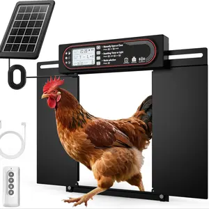 Solar Automatic Chicken Coop Door, Large Size Horizontal Swing Gate with LCD Display, Timer & Light Sensor, Goose Care Ideal Choice