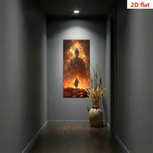 Epic Gold Buddha Light Self-Adhesive Wall Sticker, Zen Meditation Background Decor, Living Room Study Wall Art, 37cm X 82cm Vinyl Decal