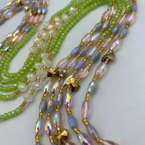Lime Green Crystal Waist Beads (45”)  | Tie-On | African Waist bead | Luxury | Price Per Strand | Add to Cart Now