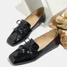 Women's Retro Flat Shoes with Bowknot and Fringe Design, Square Toe Slip-On Tassel Loafers for Spring & Fall Fashion, Rubber Footwear, Slip On Flats #GLOBAL PICKS