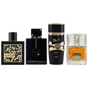 Lattafa Fragrance Gift Bundle - 3.4oz (100ML) Set with Afnan CLUB De NUIT BLACK, Asad, Qaed Al Fursan, Khamrah, A-Starting Fragrance, and Spice Accents for Men, Fragrance That Starts With A
