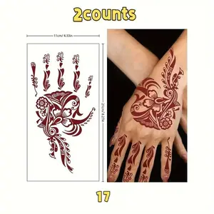 Floral & Geometric Pattern Temporary Tattoo Sticker, Henna Stencils, 2 Counts/set Waterproof Fake Tattoo Sticker, Body Art Decoration for Women & Girls