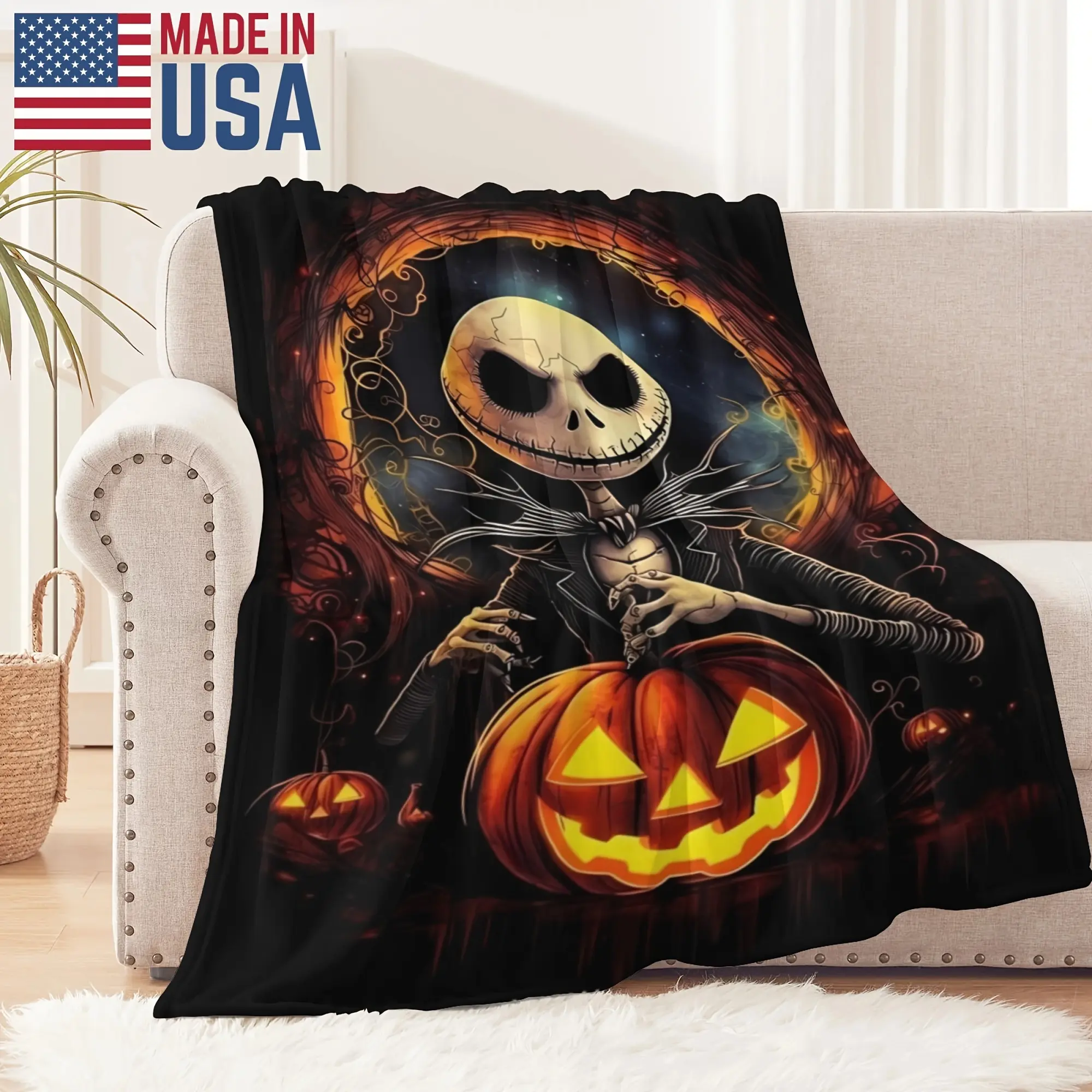 The Nightmare Before Christmas Ultra Soft Throw Blanket 50*40in Jack Skellington Sally Inch Flannel Fleece All Season Light Weight Living Room/Bedroom Warm Blanket Halloween Christmas Thanksgiving Christmas Eve Gifts