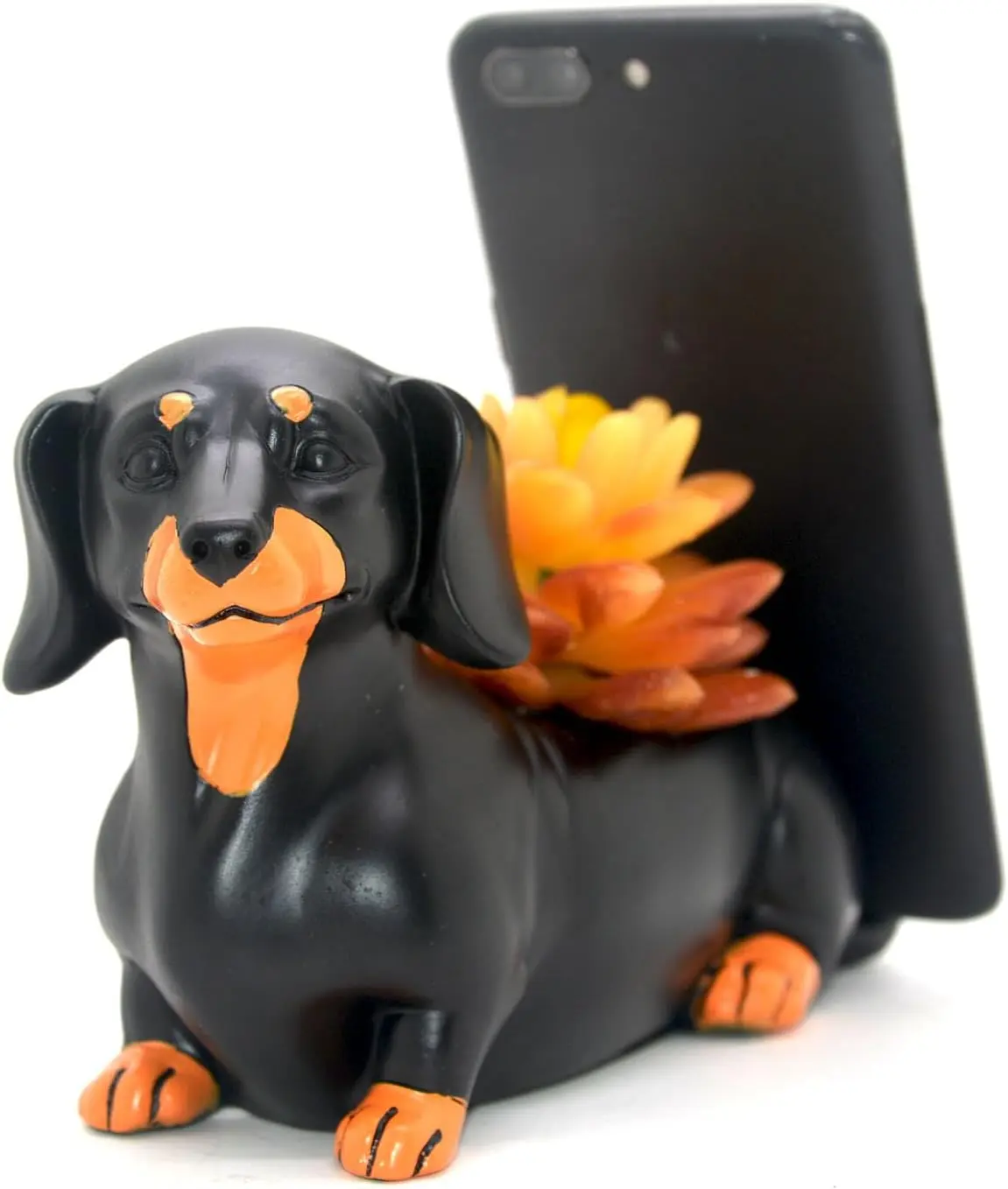 Creative Cute Daschund Pen Pencil Holder with Phone Stand Home Office Desk Accessories Halloween Decoration Christmas Decor Black Dog Weiner Dog Dachshund Gifts