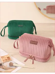 High-Quality Dual-Layer Makeup Bag, Travel Portable Washbag, Large Capacity Storage Bag, Inner Pocket Design, travel cosmetic bags, makeup pouch, makeup organizer, Perfect for Travel