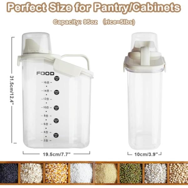 Airtight Food Storage Container with Pouring Spout Food Storage Organizer Dry Food Dispenser Canister for Cereal Rice Pasta Coffee Beans Transparent Body Easy Pour Spout Kitchen Organizer