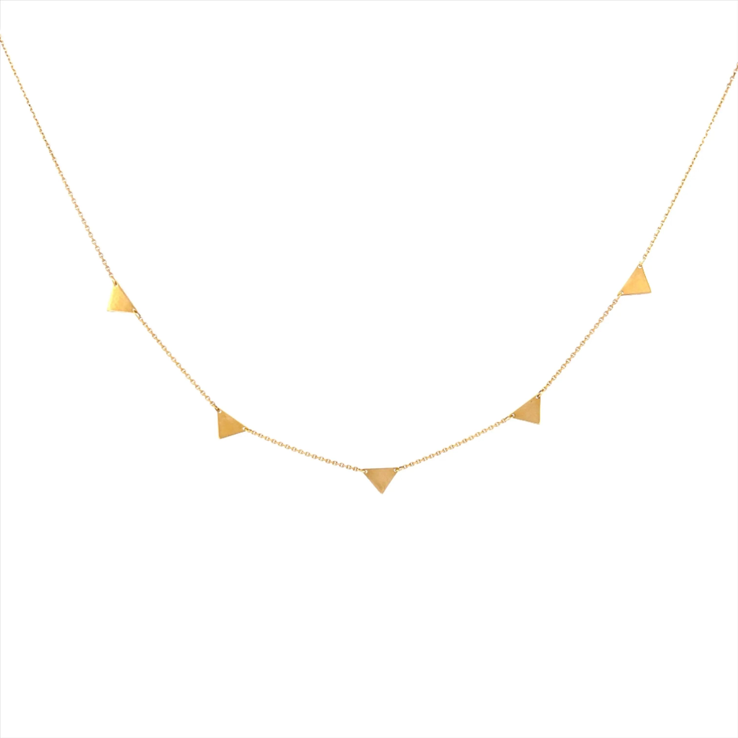 14K Gold Spaced Triangle Necklace
